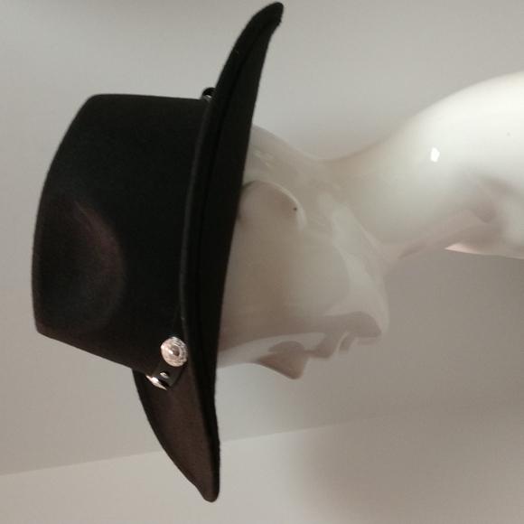 Unisex Black Western Cowboy Hat  Silver-tone Conch Faux Leather Strap - Picture 8 of 17